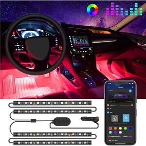 Car LED Lights, Smart Car Interior Lights with App Control, RGB Lights with DIY